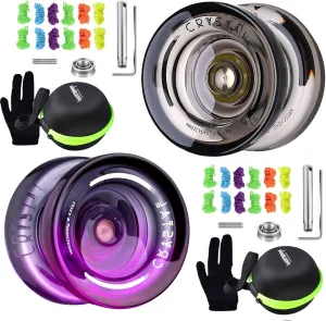 Pack of 2 MAGICYOYO K2 Crystal Yoyo Professional Responsive Yoyo Unresponsive Yoyos Purple Black