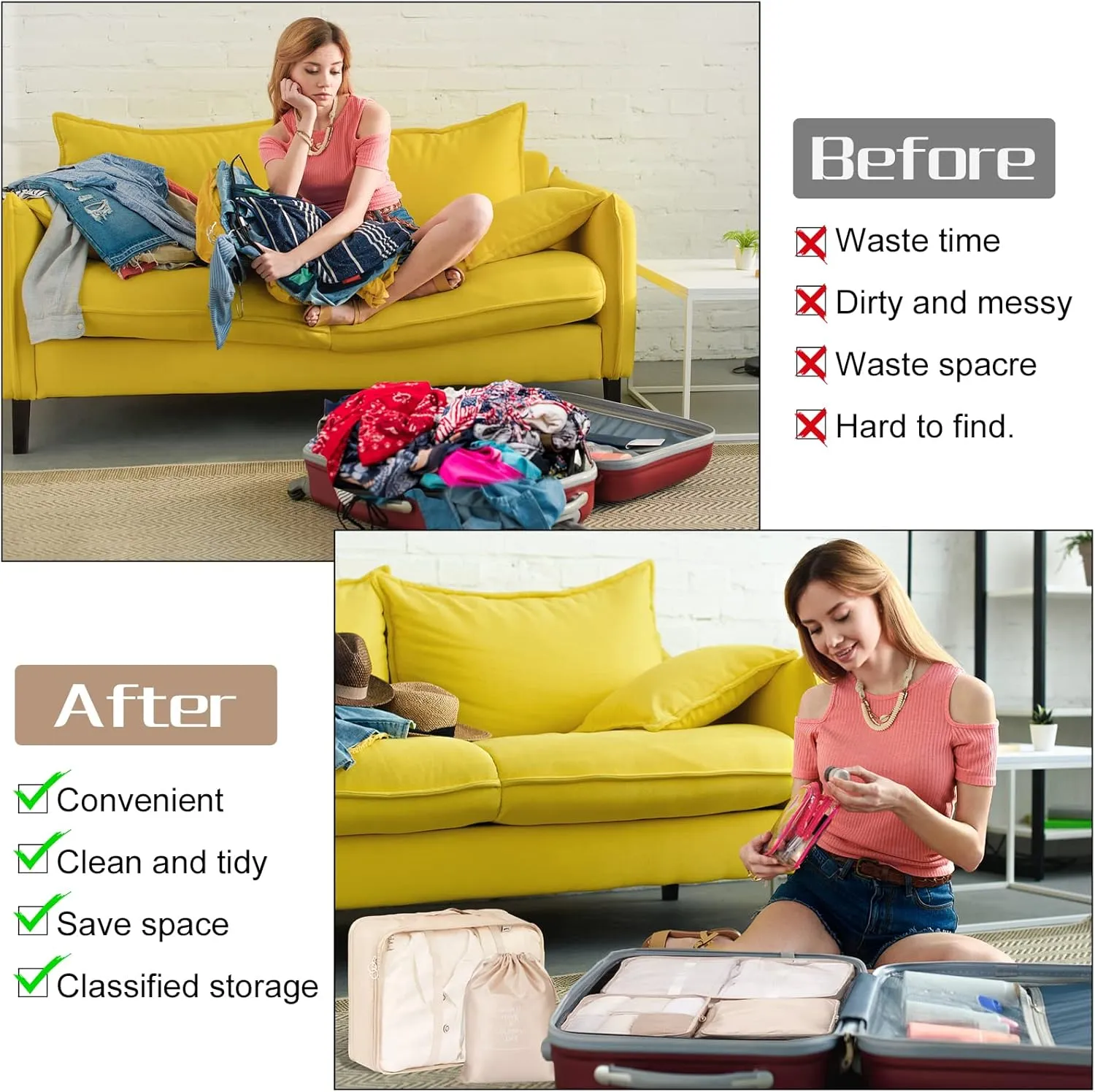 Packing Cubes 7 Set Travel Cubes for Suitcases Lightweight Luggage Packing Orginzers