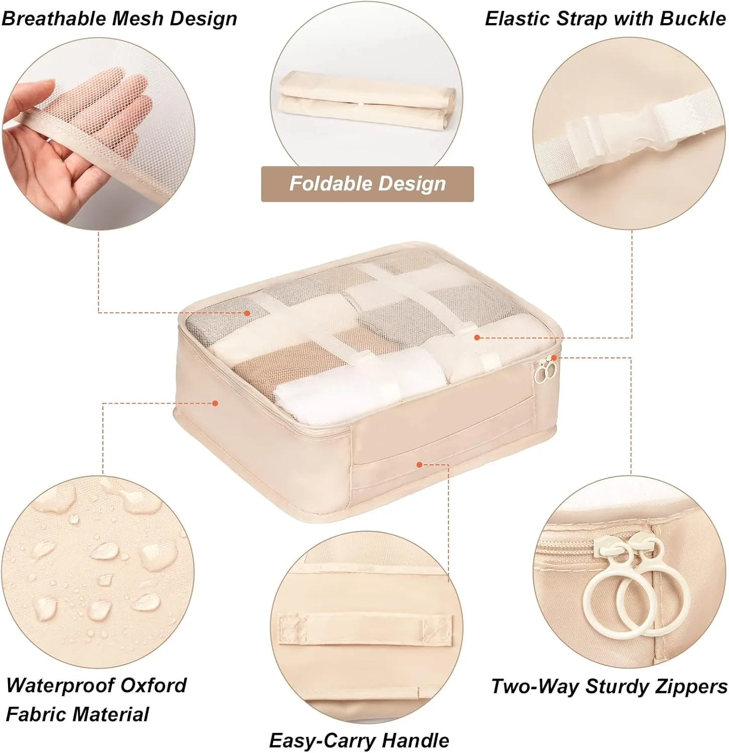 Packing Cubes 7 Set Travel Cubes for Suitcases Lightweight Luggage Packing Orginzers