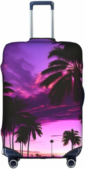 Palm Tree Purple Sunset Travel Luggage Cover Suitcase Protector Fits 18-22 Inch Luggage,Anti Scratch Dirt Covers