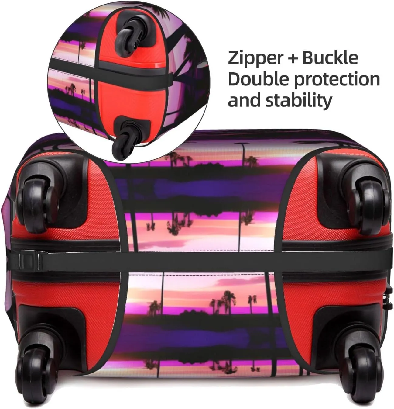 Palm Tree Purple Sunset Travel Luggage Cover Suitcase Protector Fits 18-22 Inch Luggage,Anti Scratch Dirt Covers