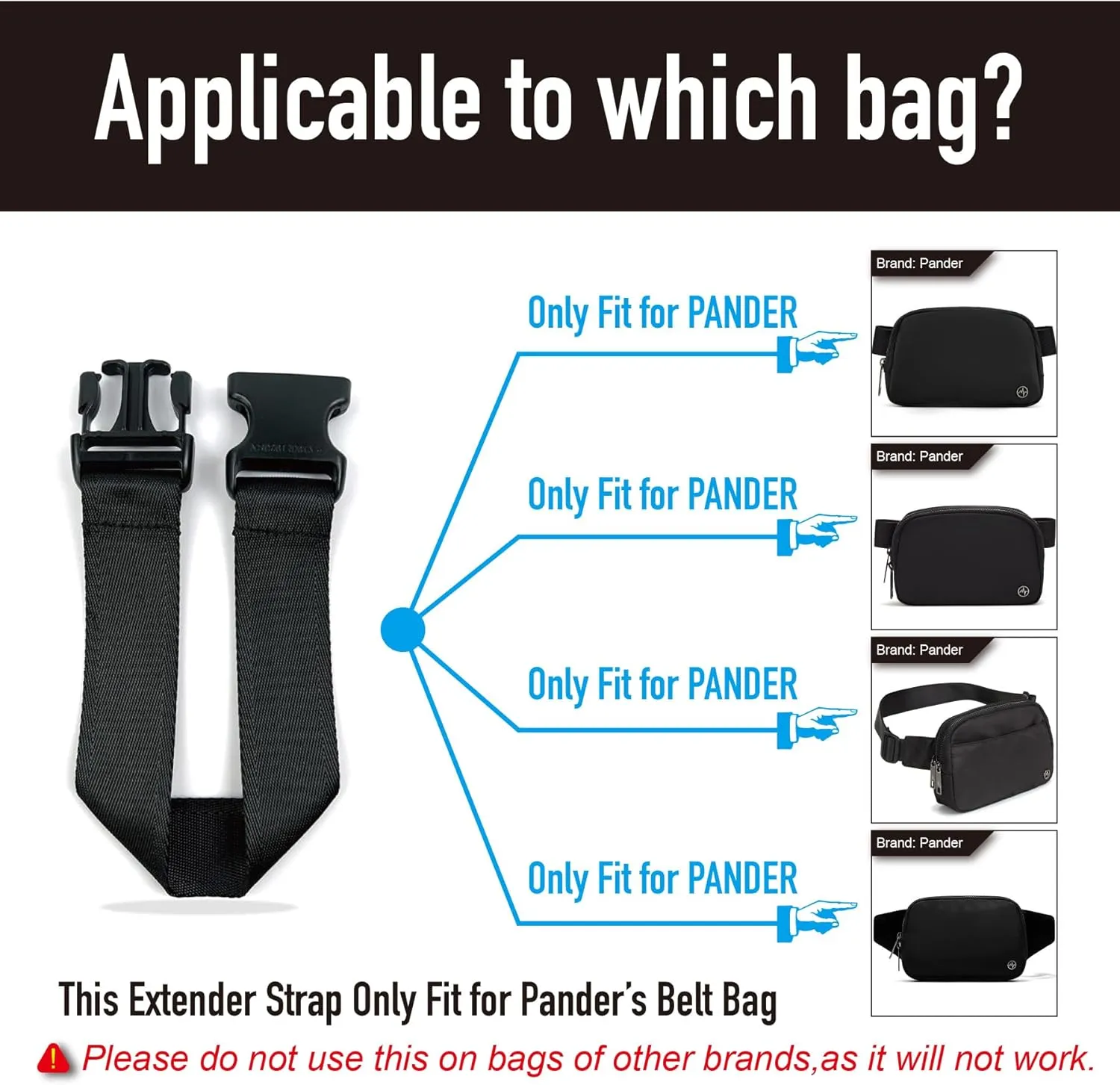 Pander Fanny Pack Everywhere Belt Bag Extender Strap, Only Fit for Pander Everywhere Belt Bag. (Dim Grey)