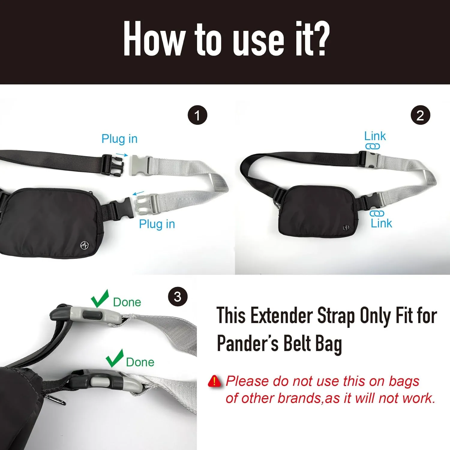 Pander Fanny Pack Everywhere Belt Bag Extender Strap, Only Fit for Pander Everywhere Belt Bag. (Dim Grey)