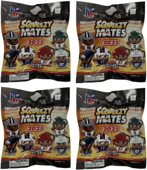 Party Animal Squeezymates 2025 Series 7 NFL Figures Blind Bags Gift Set Party Bundle - 4 Pack