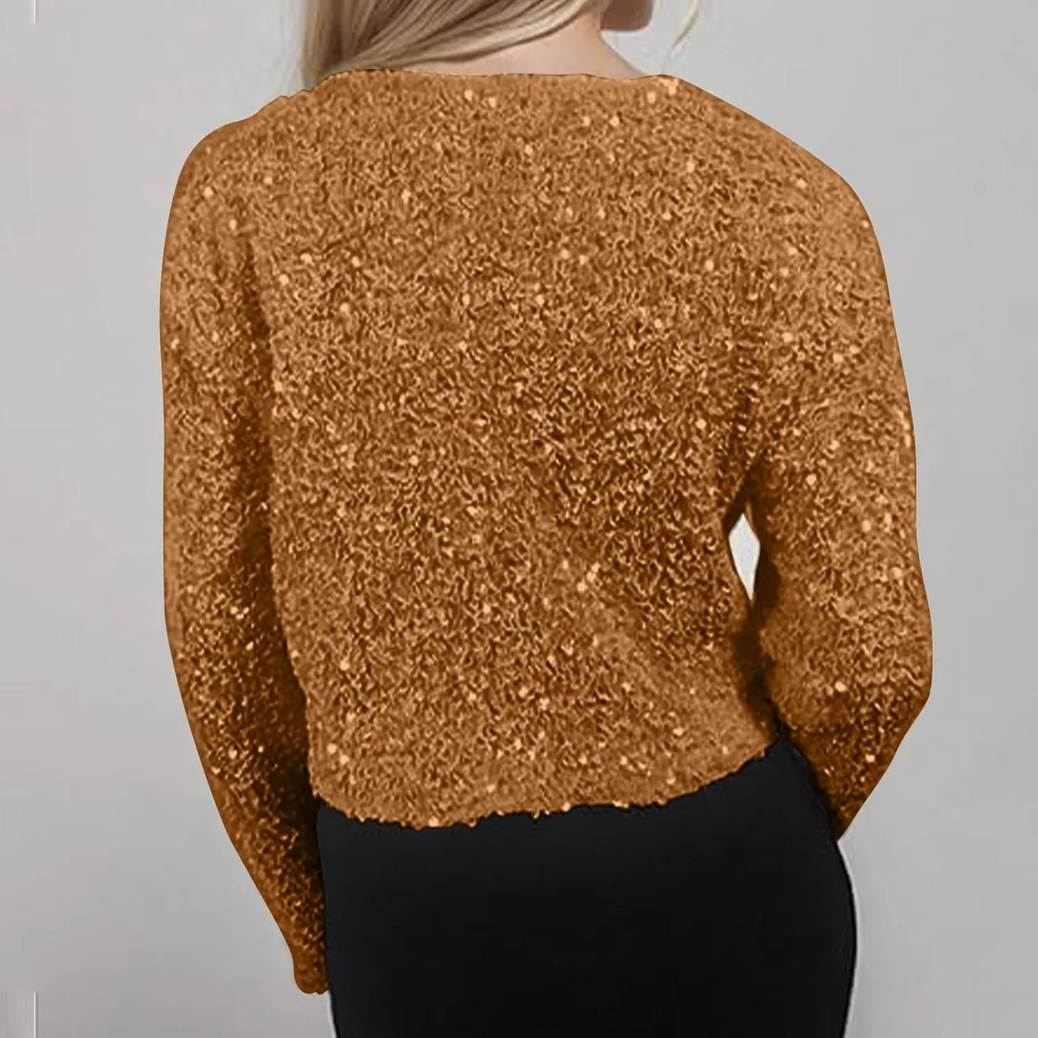 Party Velvet Tops for Women Elegant Sexy Front Bowknot Long Sleeve Shirts Sequin Velour Blouses Solid Cardigan