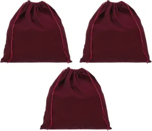 PATIKIL Large Velvet Bags With Drawstrings, 3 Pack 14 x 14 Inch Hair Dryer Bag Treat Bag Dust Bag Hotel Storage Bag for Travel Luggage Packing, Burgundy