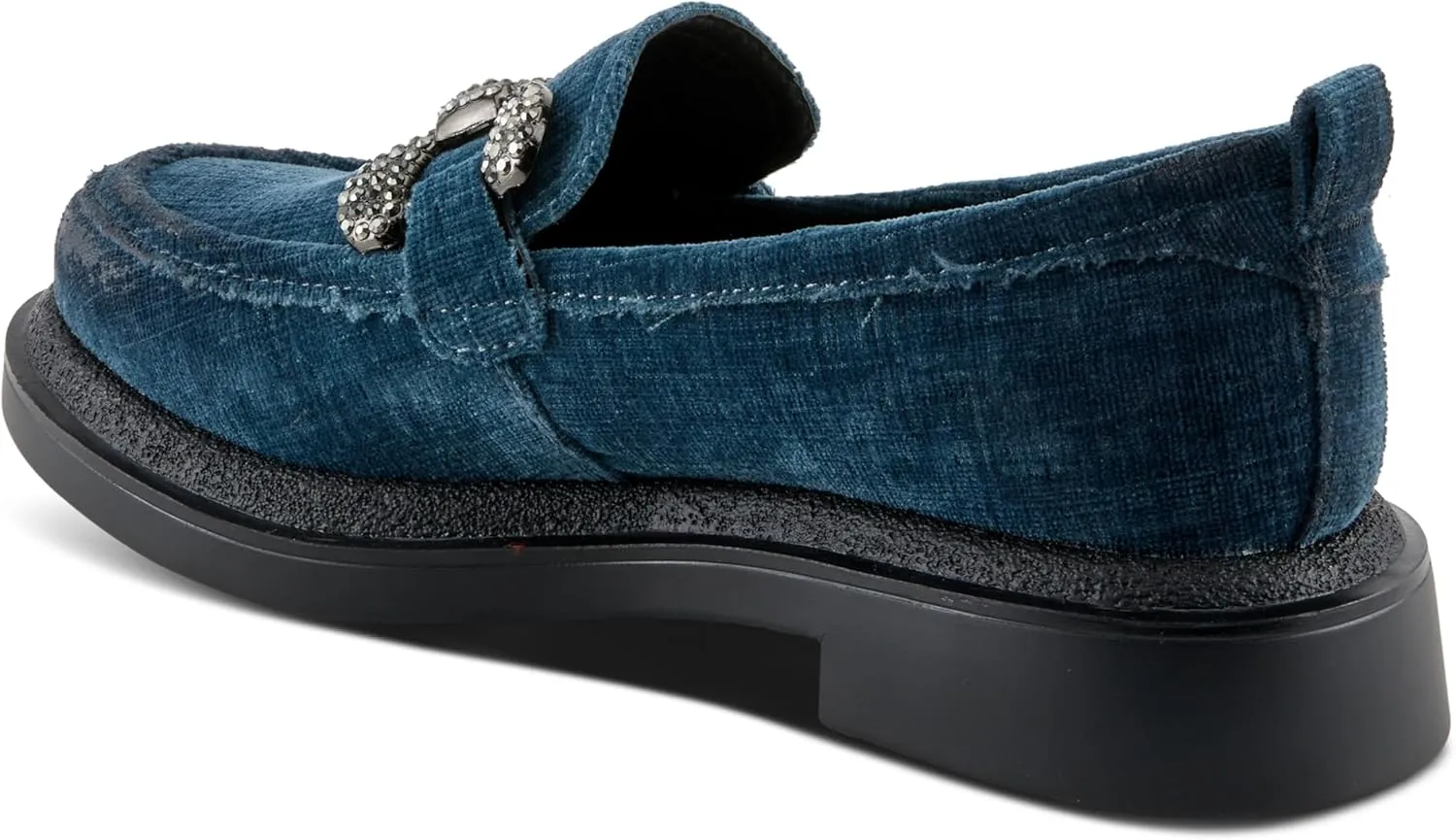 PATRIZIA Women's Marlen Velvet Loafers with Metal Ornamentation, Crystal Details, and Comfortable Fit