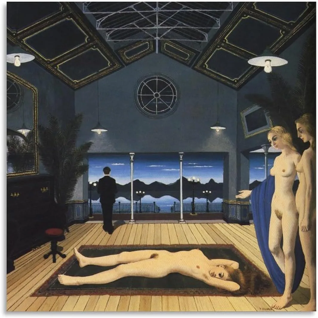 Paul Delvaux Posters Print (12) Print Photo Art Painting Canvas Poster Home Decorative Bedroom Modern Decor Posters Gifts 16x16inch(40x40cm)