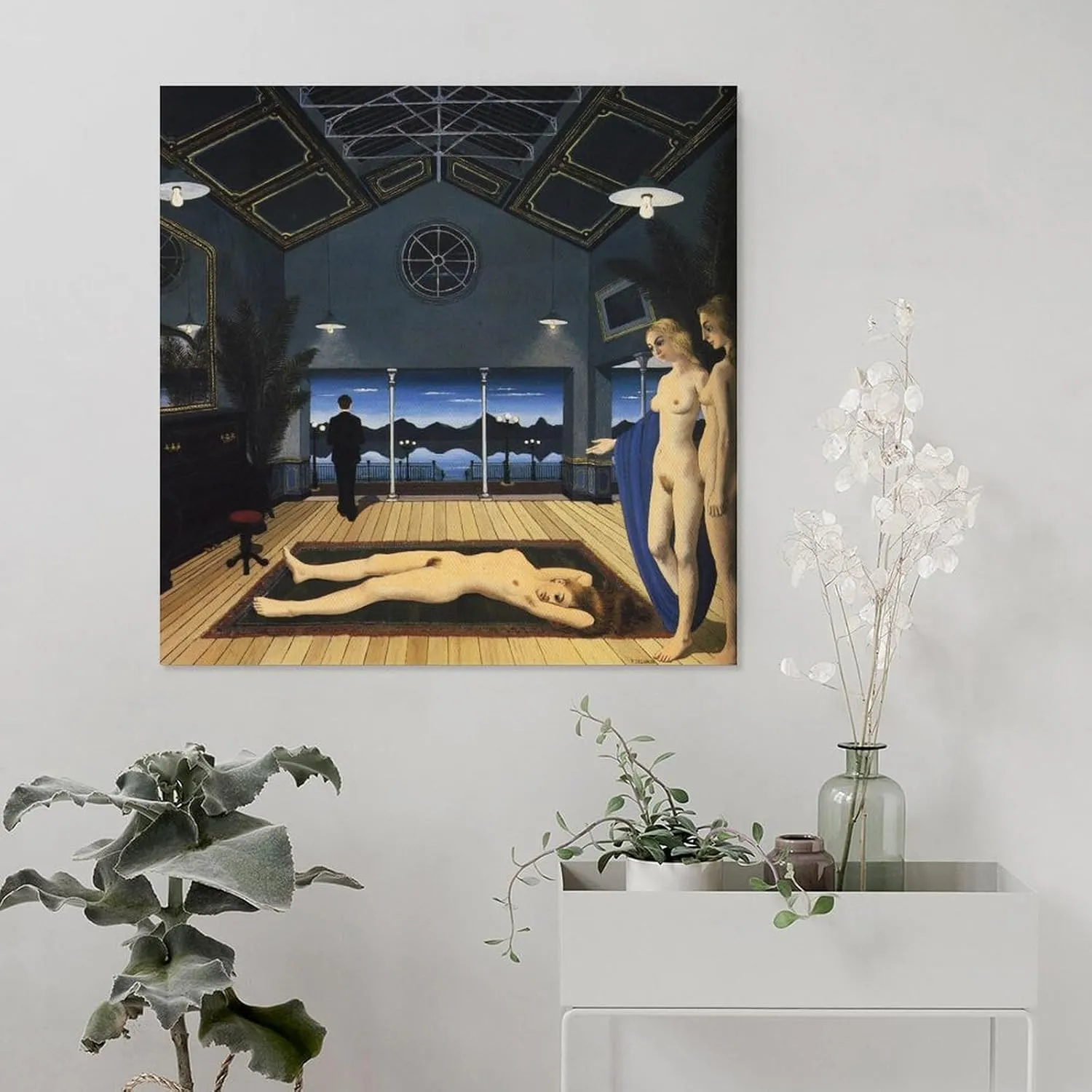 Paul Delvaux Posters Print (12) Print Photo Art Painting Canvas Poster Home Decorative Bedroom Modern Decor Posters Gifts 16x16inch(40x40cm)
