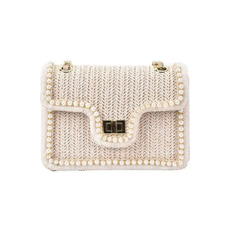 Pearl Rattan Embroidered Shoulder Bags