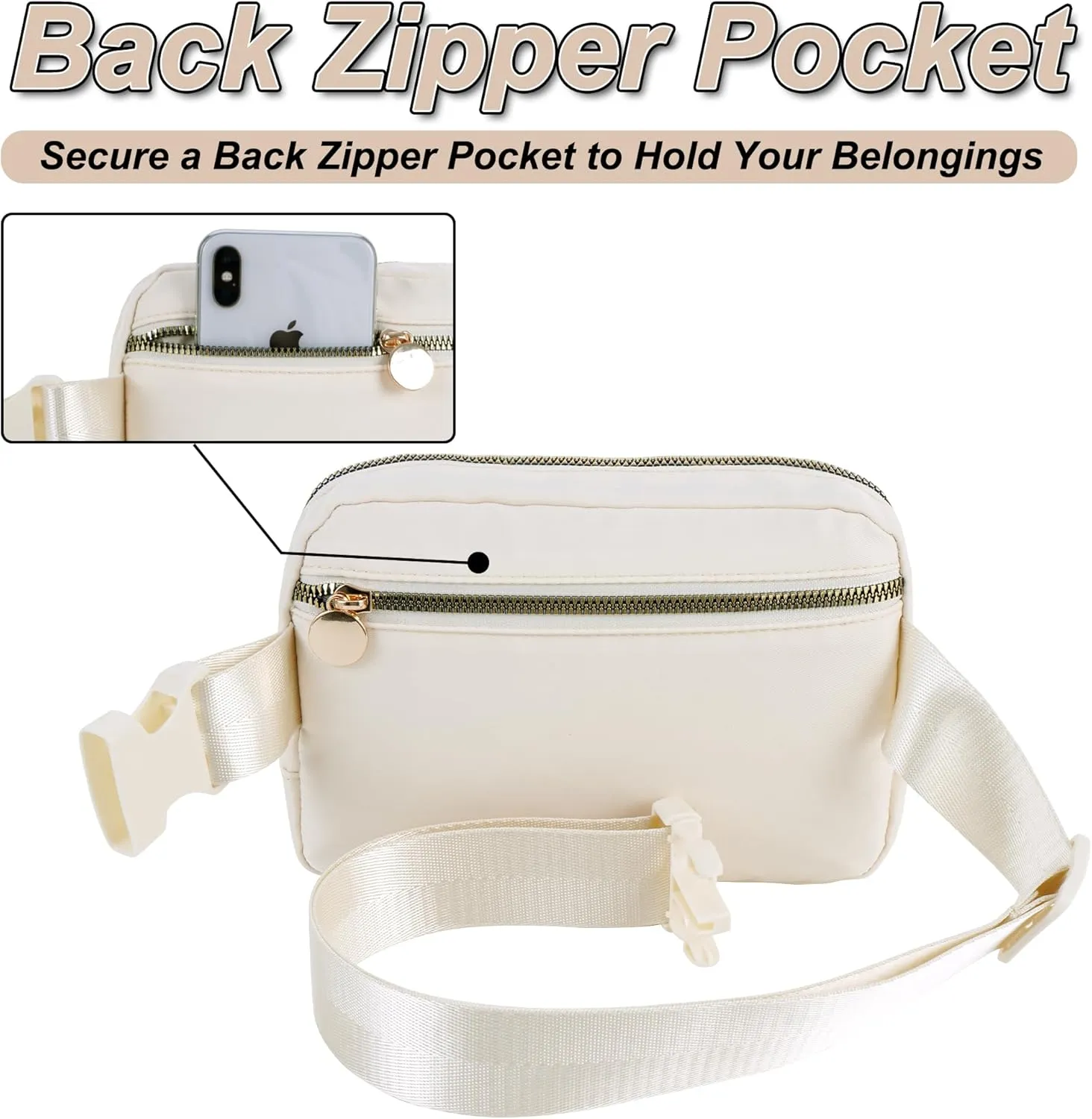 Personalized Belt Bag for Women Girls - Fashion Mini Waist Packs with Adjustable Strap - Trendy Travel Fanny Pack Crossbody Bags with Initial Letter - Teen Gifts | Cream,N