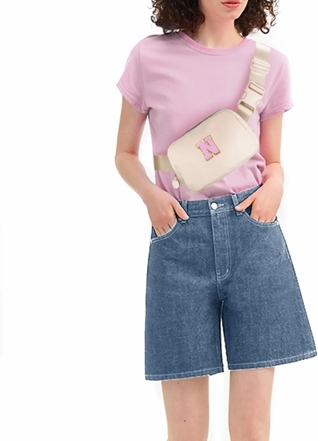 Personalized Belt Bag for Women Girls - Fashion Mini Waist Packs with Adjustable Strap - Trendy Travel Fanny Pack Crossbody Bags with Initial Letter - Teen Gifts | Cream,N
