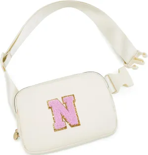 Personalized Belt Bag for Women Girls - Fashion Mini Waist Packs with Adjustable Strap - Trendy Travel Fanny Pack Crossbody Bags with Initial Letter - Teen Gifts | Cream,N