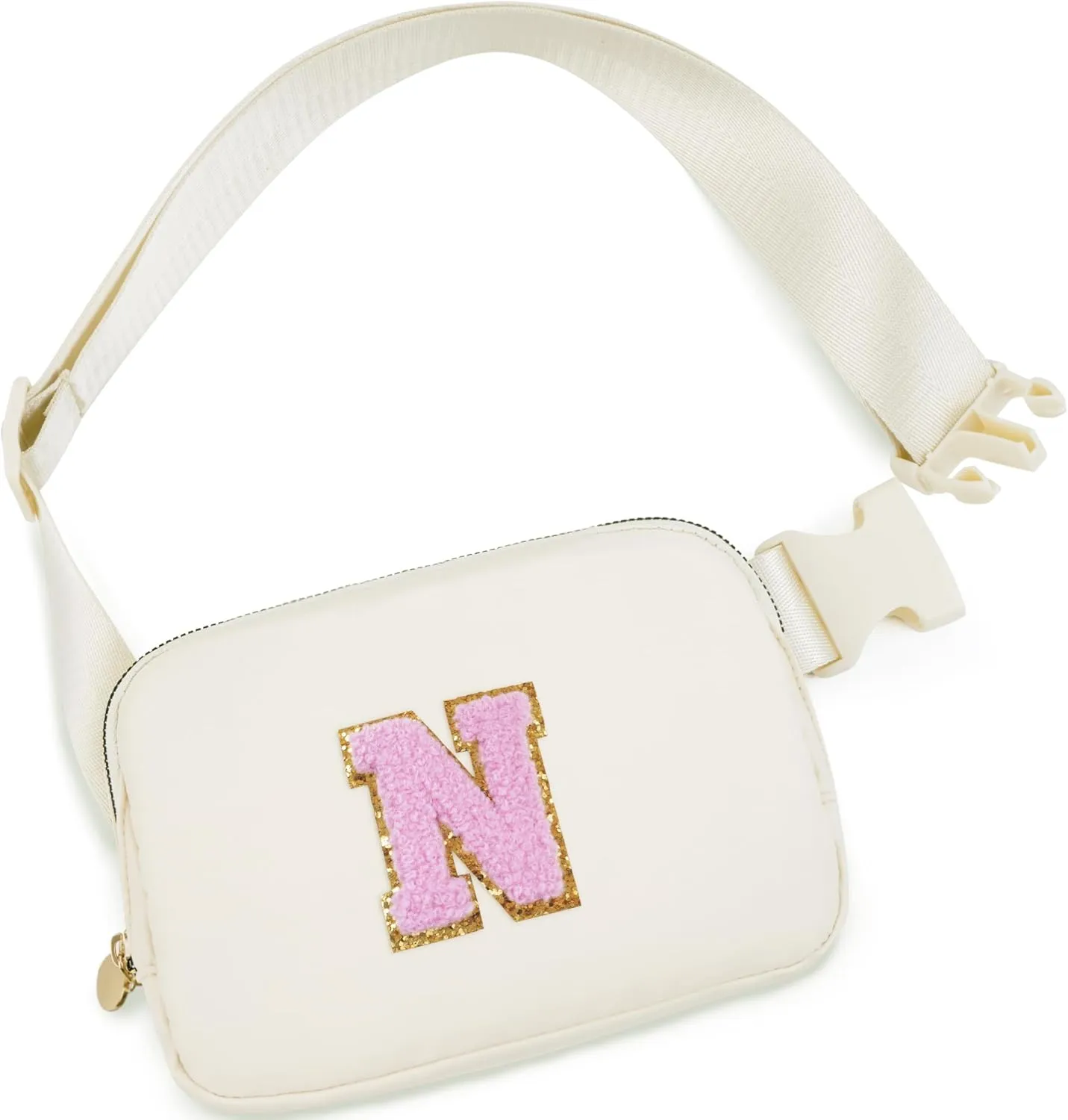 Personalized Belt Bag for Women Girls - Fashion Mini Waist Packs with Adjustable Strap - Trendy Travel Fanny Pack Crossbody Bags with Initial Letter - Teen Gifts | Cream,N
