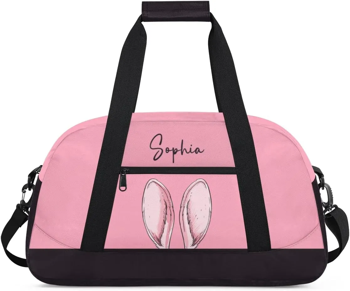 Personalized Duffel Bag for Girls Gym Bag with Name Small Dance Bag for Girls Overnight Tote Bag for Kids Pink Travel Tote Bag