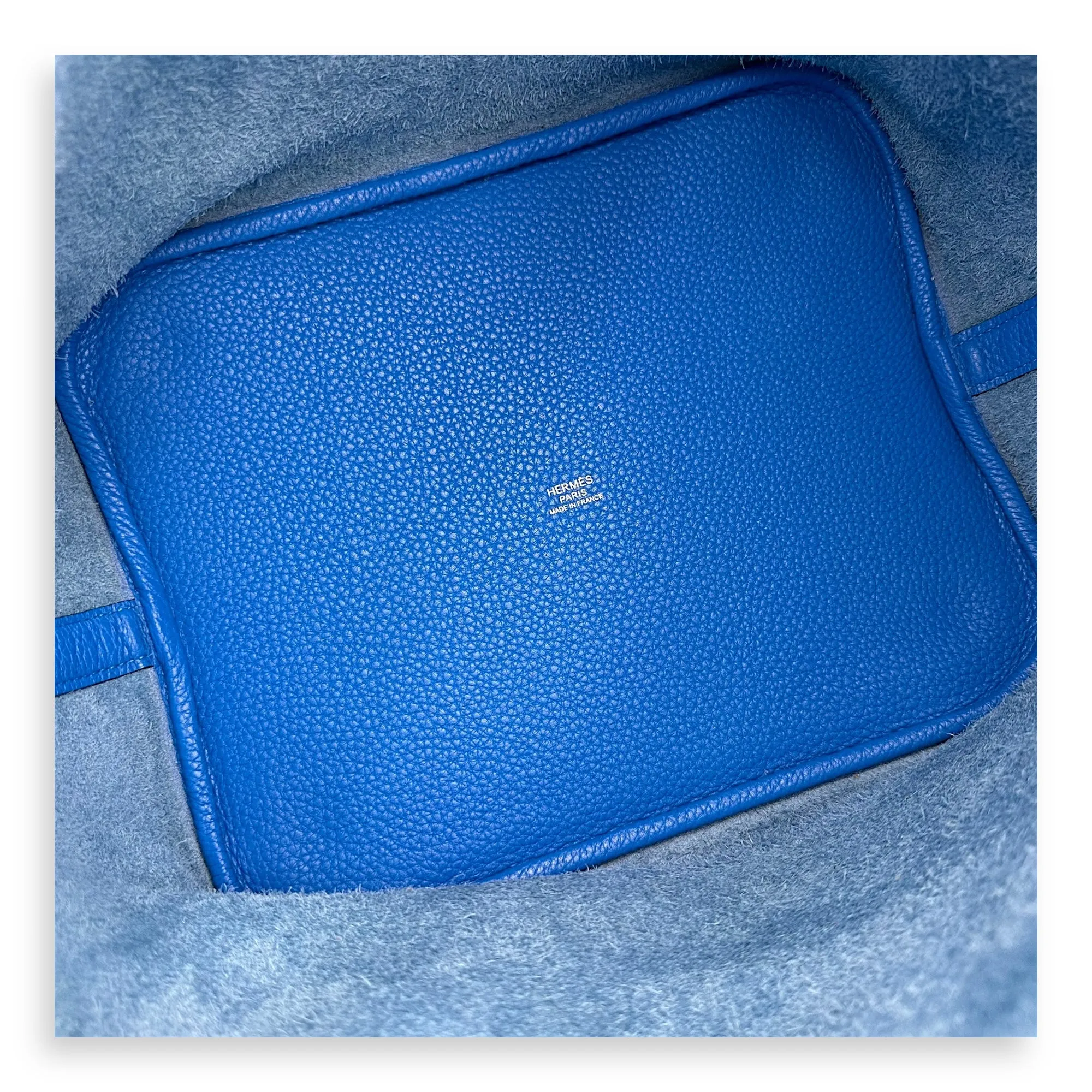 Picotin 26 Blue Bucket Bag in Clemence, Silver hardware