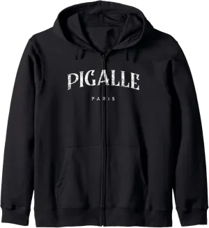 Pigalle Paris Classic Lettering Distressed Print Zip Hoodie