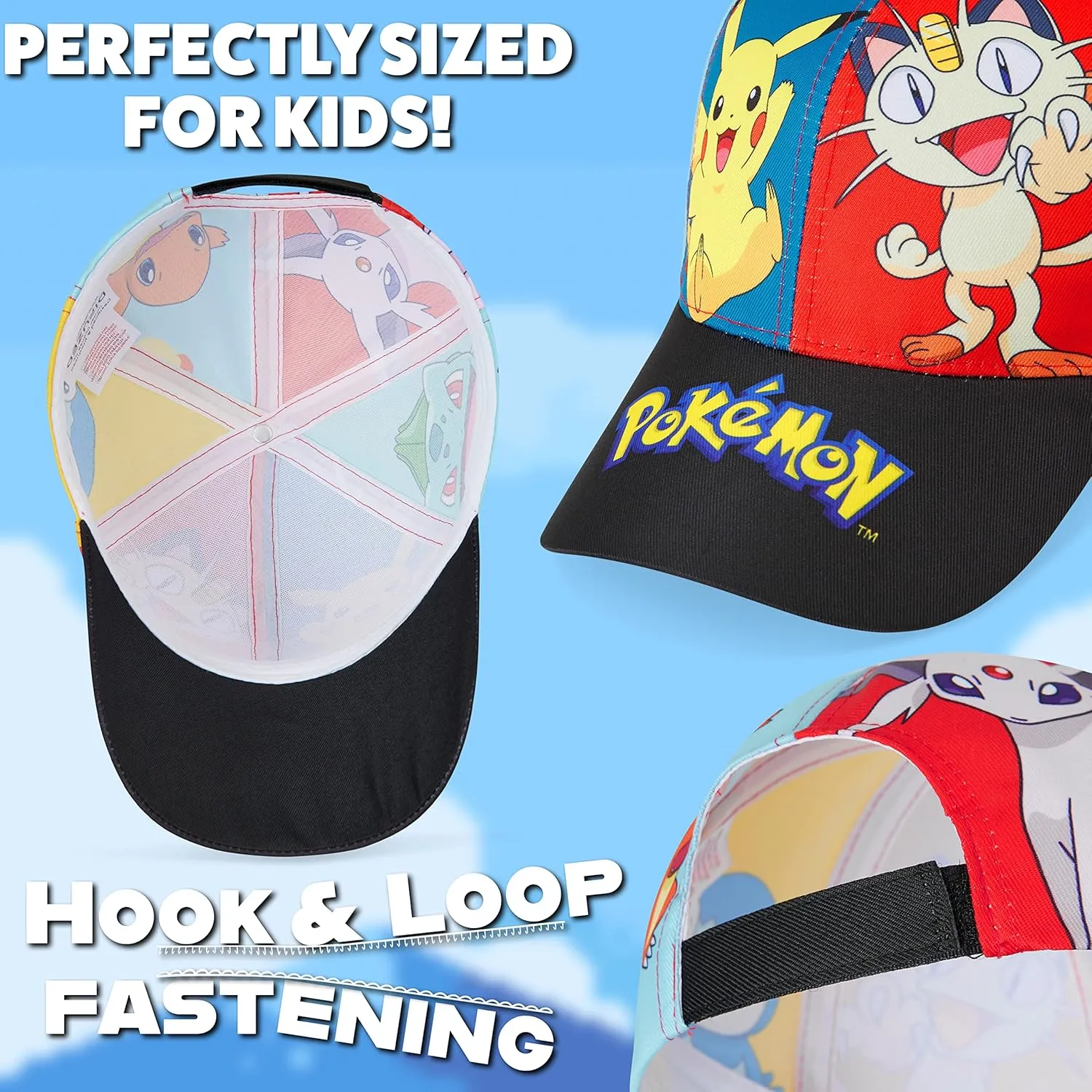 Pokemon Baseball Cap Sunglasses Boys Girls Bucket Hat for Kids Unisex Pikachu Adjustable Strap Summer Accessories