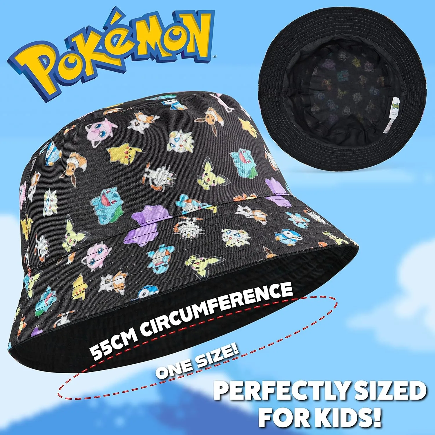 Pokemon Baseball Cap Sunglasses Boys Girls Bucket Hat for Kids Unisex Pikachu Adjustable Strap Summer Accessories
