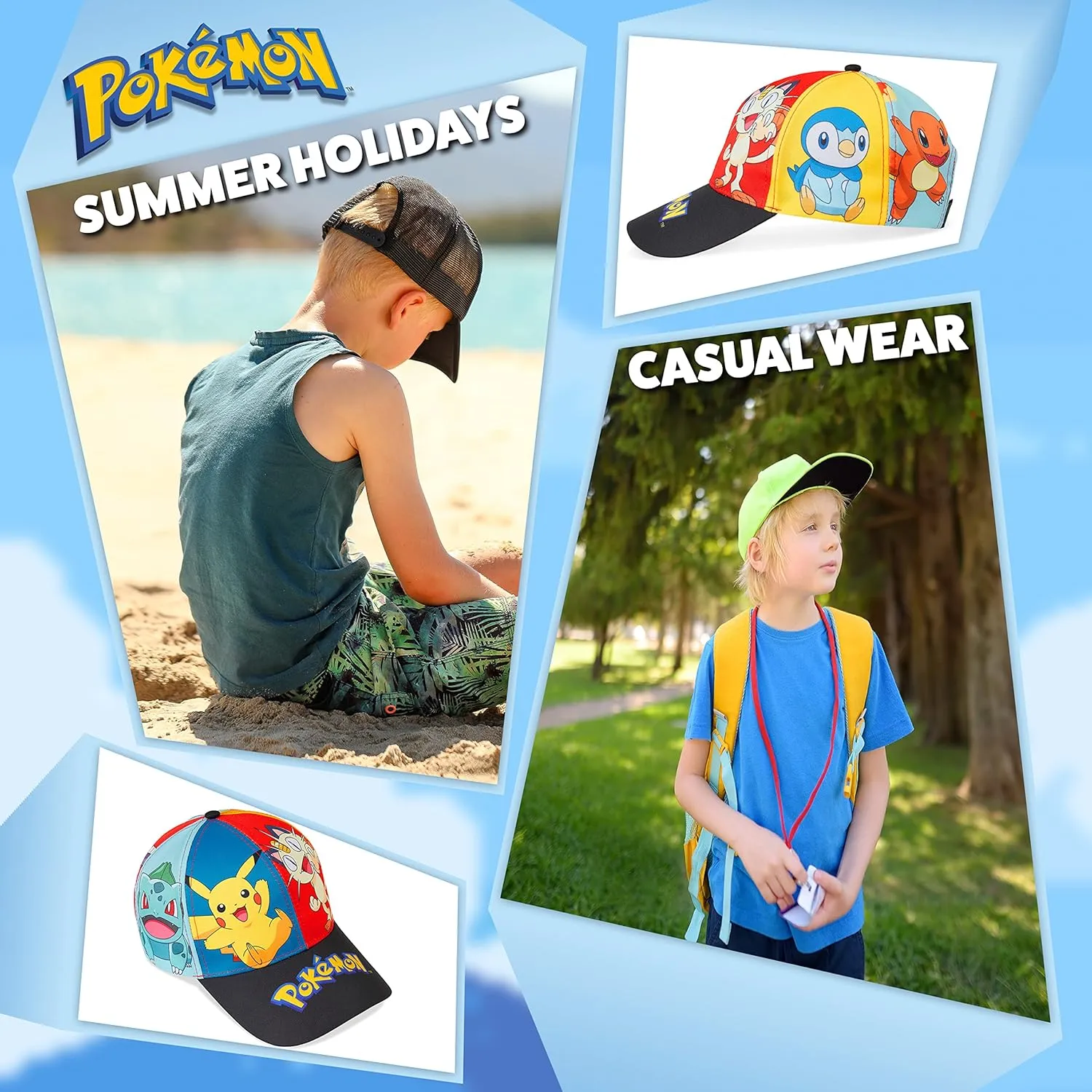 Pokemon Baseball Cap Sunglasses Boys Girls Bucket Hat for Kids Unisex Pikachu Adjustable Strap Summer Accessories