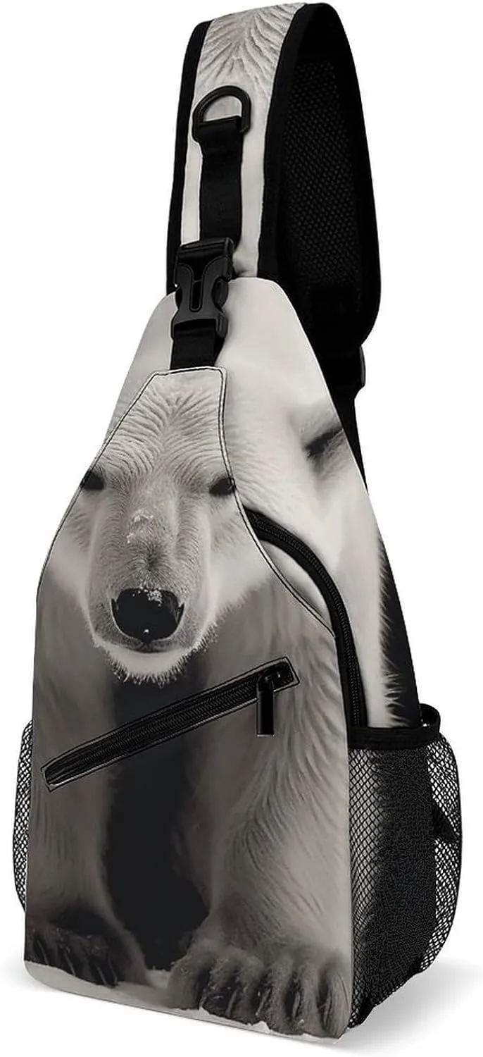 Polar Bear Crossbody Sling Bag for Women Men Sling Backpack Travel Chest Bag Pack Man Purse Shoulder Bags Daypack for Travel Hiking Cycling