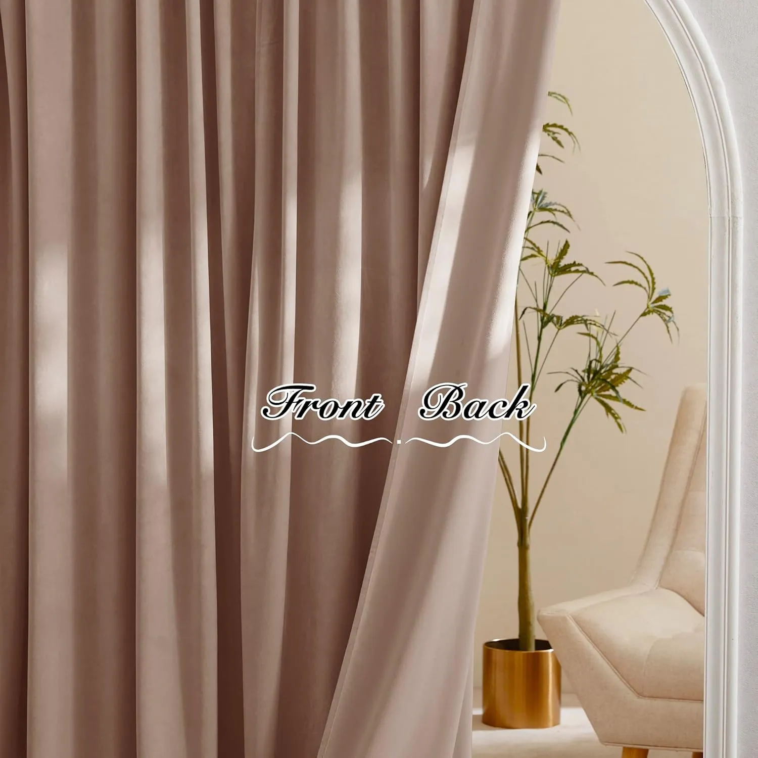 PONY DANCE Blush Velvet Curtains - Light Blocking Kids Curtains for Girls Bedroom Decor, Rod Pocket Back Tab Design Privacy Drapes for Nursery/Classroom, Set of 2 Panels,W52 x L96