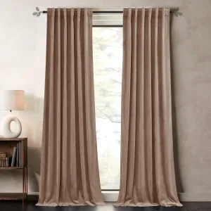 PONY DANCE Blush Velvet Curtains - Light Blocking Kids Curtains for Girls Bedroom Decor, Rod Pocket Back Tab Design Privacy Drapes for Nursery/Classroom, Set of 2 Panels,W52 x L96
