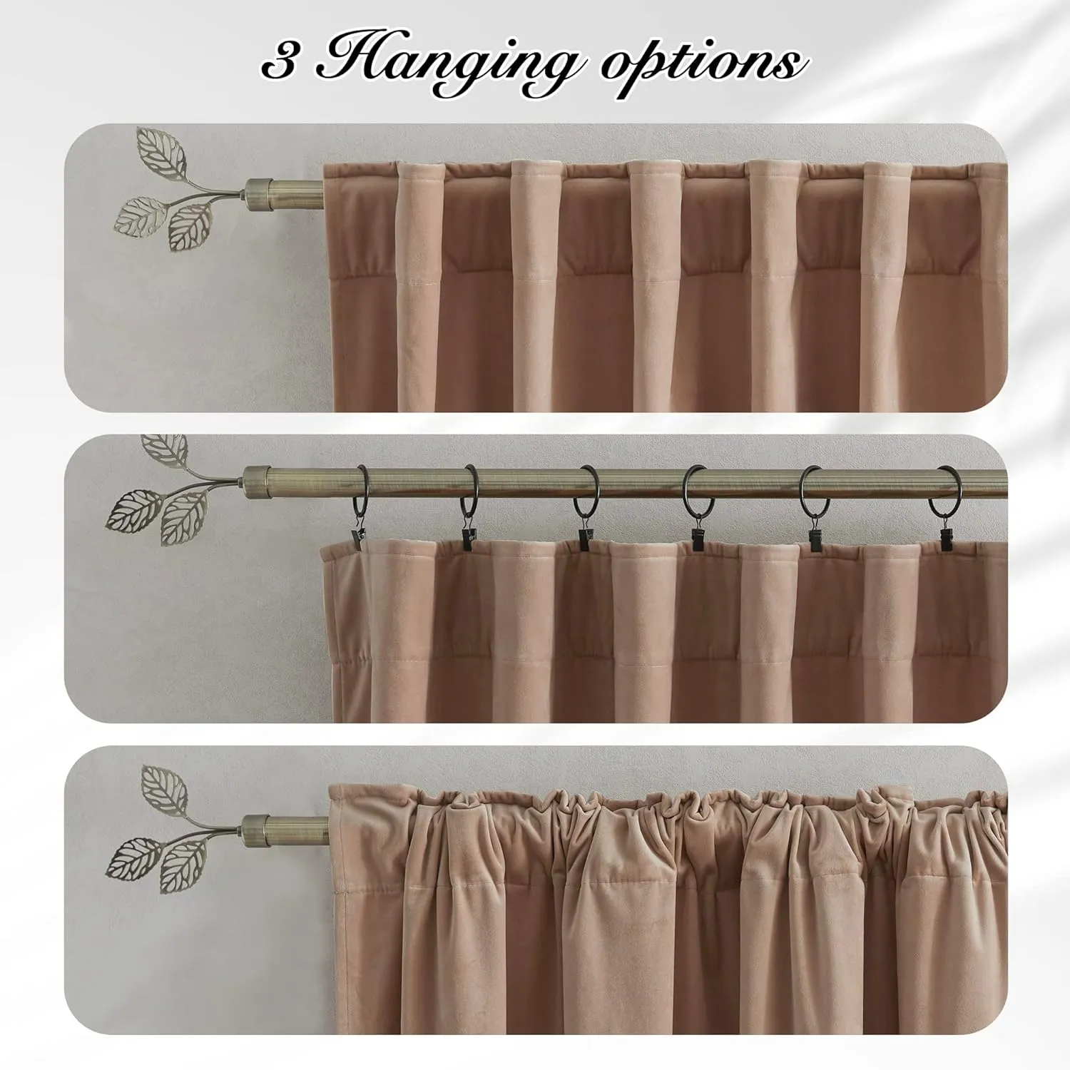 PONY DANCE Blush Velvet Curtains - Light Blocking Kids Curtains for Girls Bedroom Decor, Rod Pocket Back Tab Design Privacy Drapes for Nursery/Classroom, Set of 2 Panels,W52 x L96