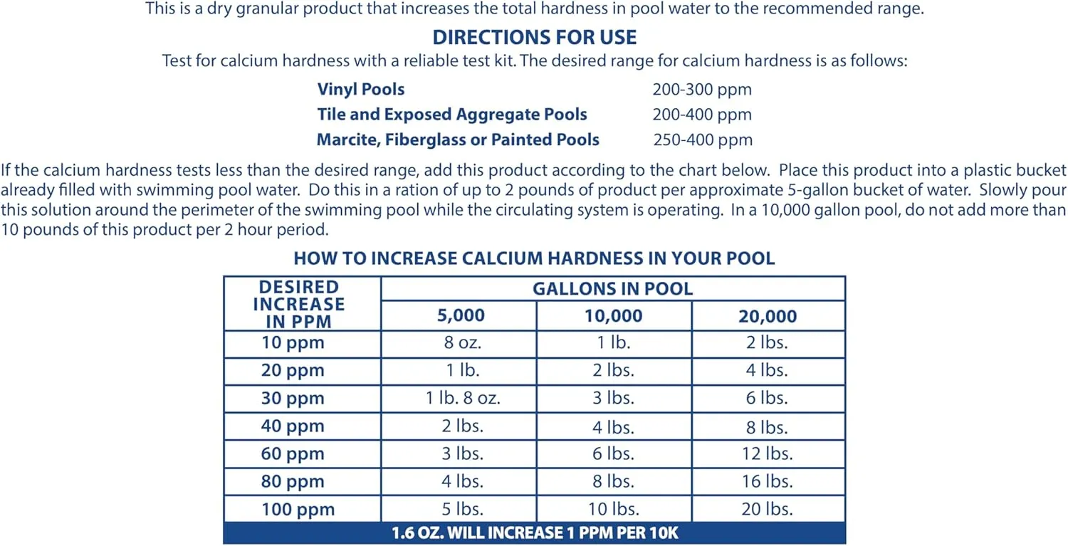 Pool Mate 25-Pounds Premium Calcium Hardness Increaser for Pools, 100% Calcium Chloride