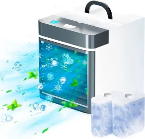 Portable Air Conditioner, Upgraded Ice Cooling Technology Mini Personal Air Cooler Fan with 2 Ice Packs, 3 Speeds for 8H Cooling, Small for Room Bedroom Office Home Tent Anti-leakage Water