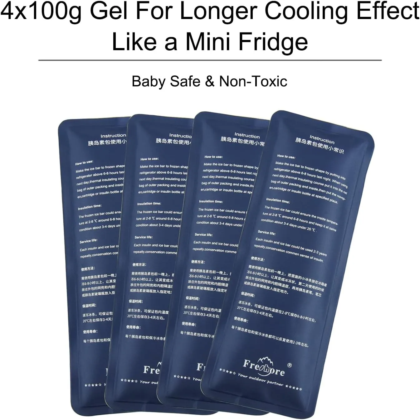 Portable Insulin Cooler Travel Case With 4x100G Ice Packs For 8-12h Cooling Time, Diabetic Medication & Breastmilk Insulated Bag