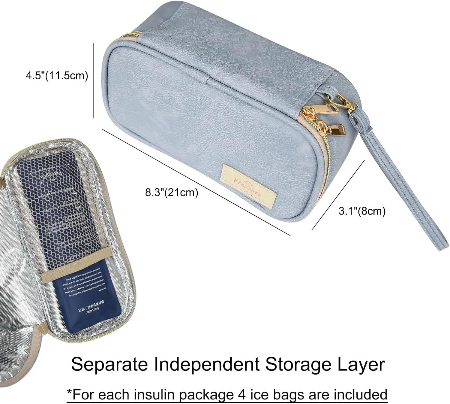 Portable Insulin Cooler Travel Case With 4x100G Ice Packs For 8-12h Cooling Time, Diabetic Medication & Breastmilk Insulated Bag