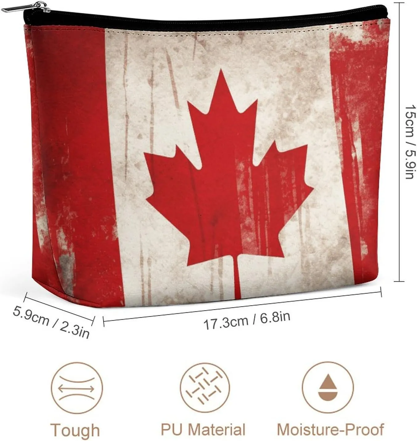 Portable Small Cosmetic Bag Cute Travel Makeup Bag Retro Canada Flag Waterproof Toiletry Bag for Women