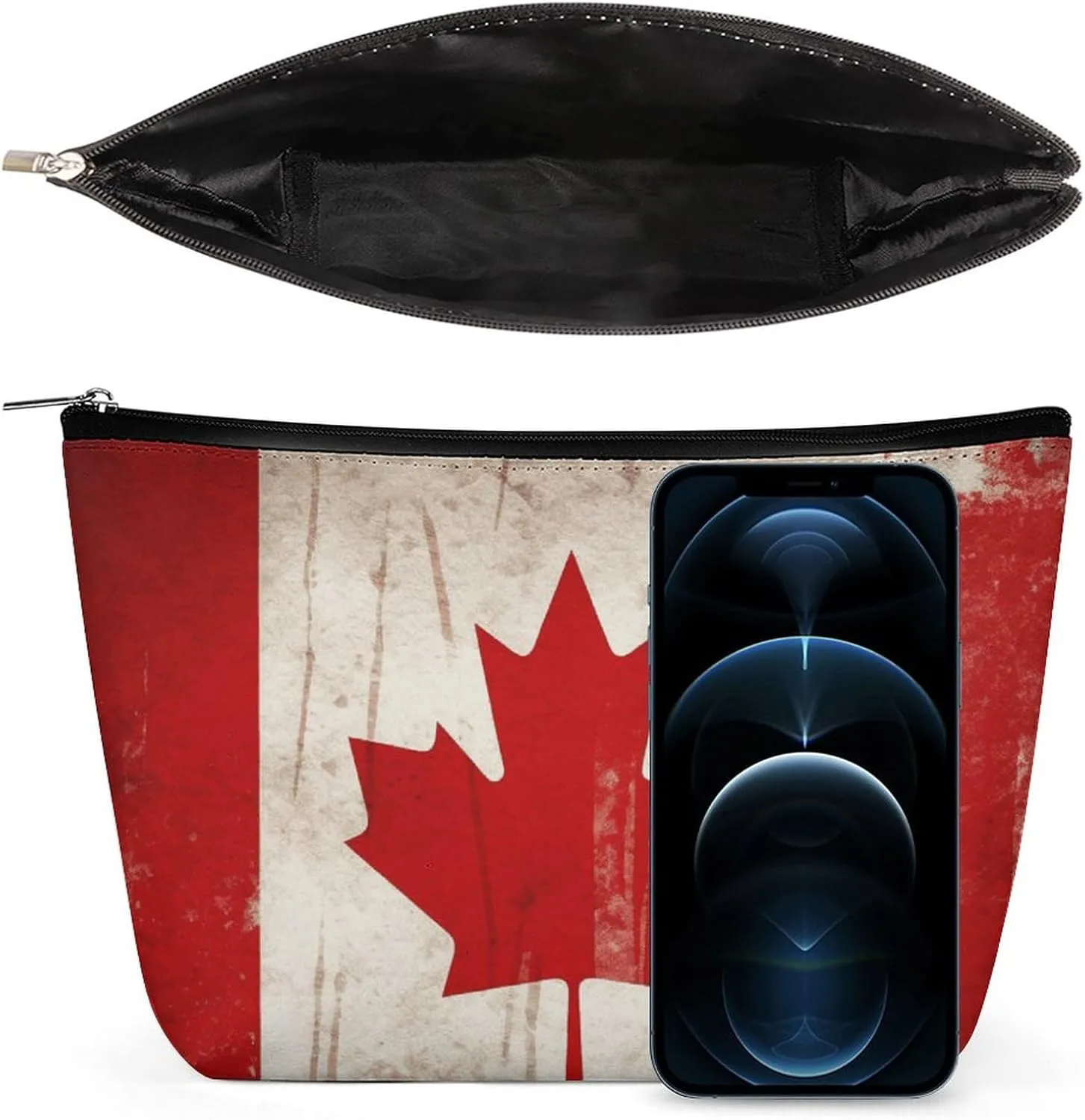 Portable Small Cosmetic Bag Cute Travel Makeup Bag Retro Canada Flag Waterproof Toiletry Bag for Women