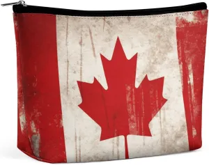 Portable Small Cosmetic Bag Cute Travel Makeup Bag Retro Canada Flag Waterproof Toiletry Bag for Women