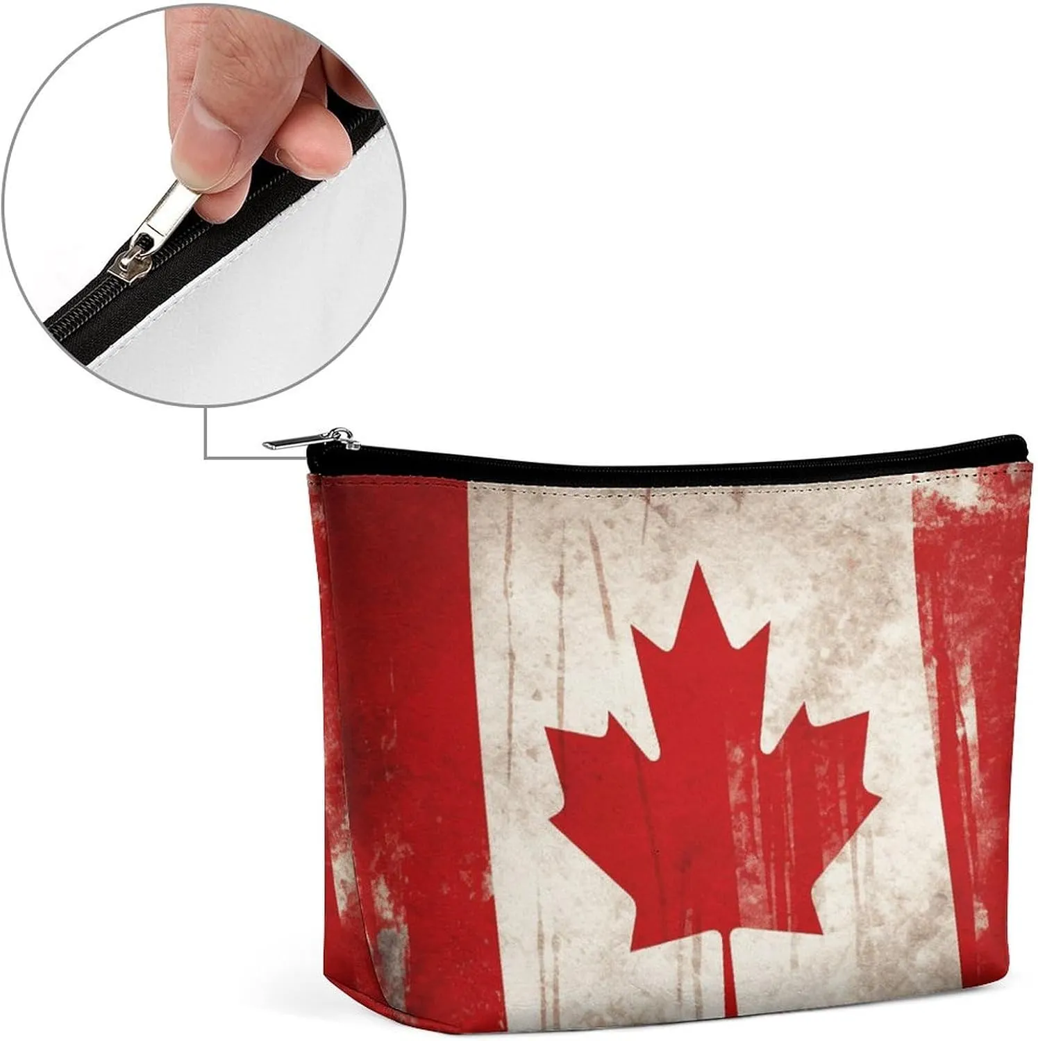 Portable Small Cosmetic Bag Cute Travel Makeup Bag Retro Canada Flag Waterproof Toiletry Bag for Women