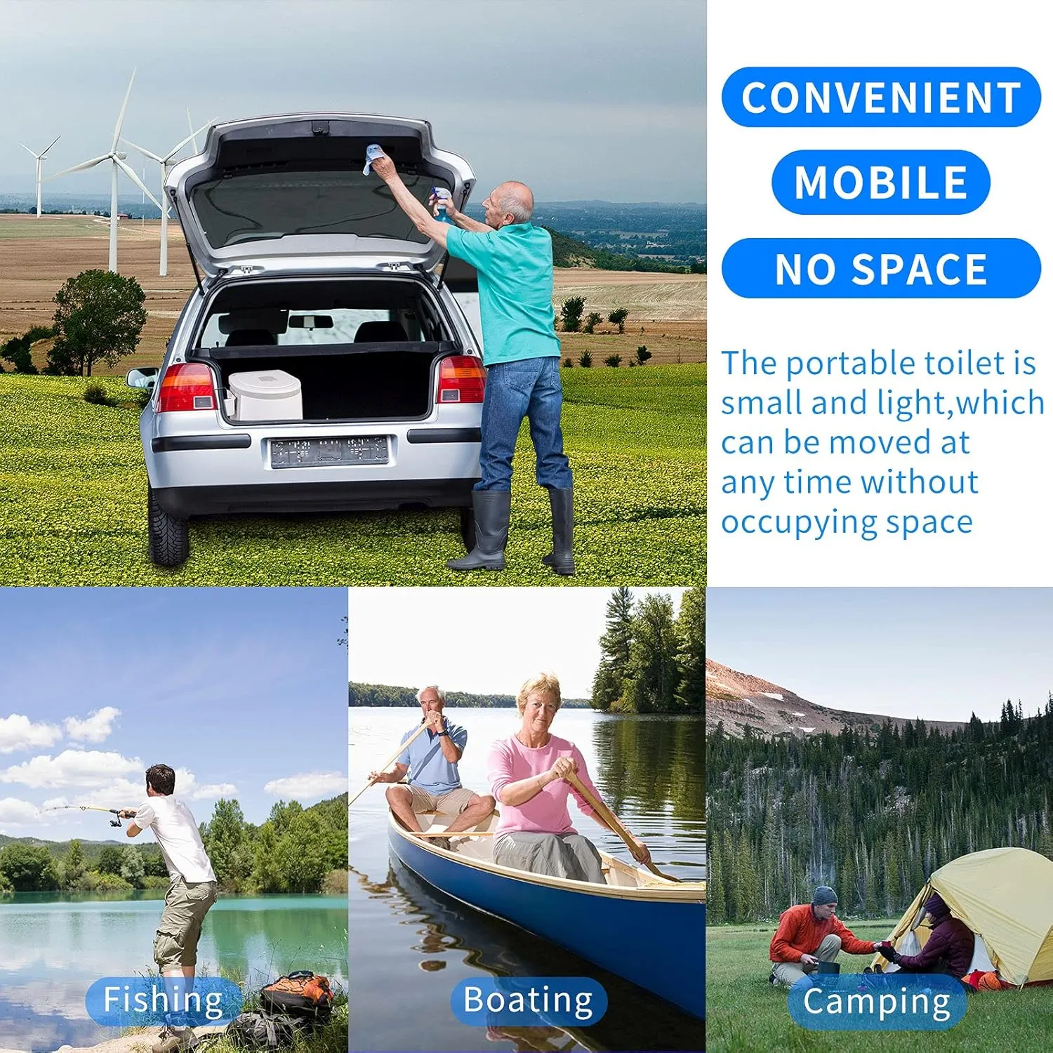 Portable Travel Toilet for Camping and Hiking,Grey and White,Large,Toilet