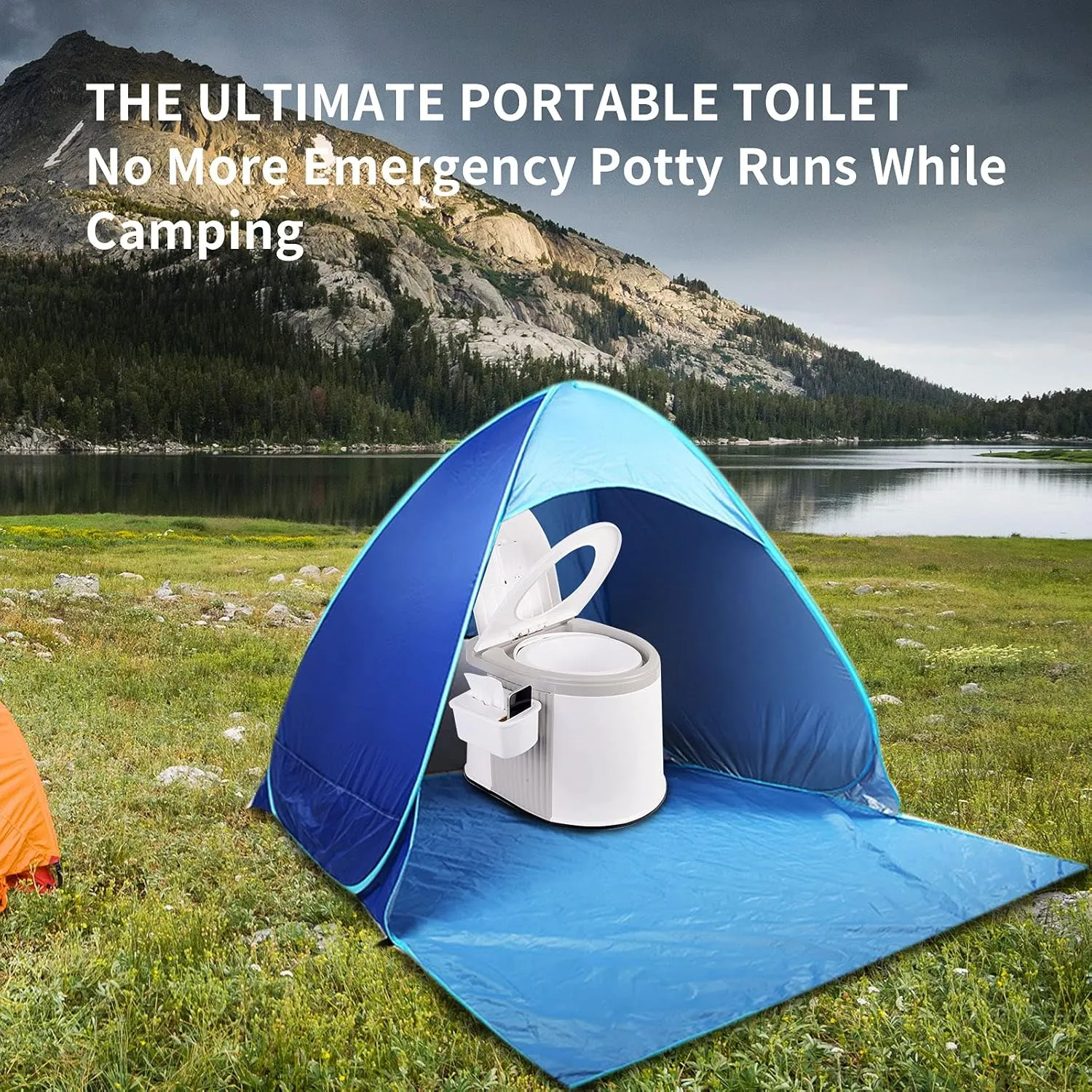 Portable Travel Toilet for Camping and Hiking,Grey and White,Large,Toilet