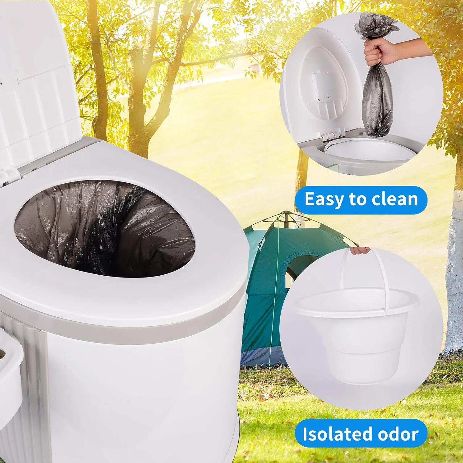 Portable Travel Toilet for Camping and Hiking,Grey and White,Large,Toilet