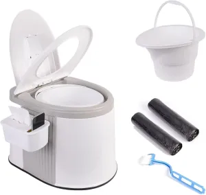 Portable Travel Toilet for Camping and Hiking,Grey and White,Large,Toilet