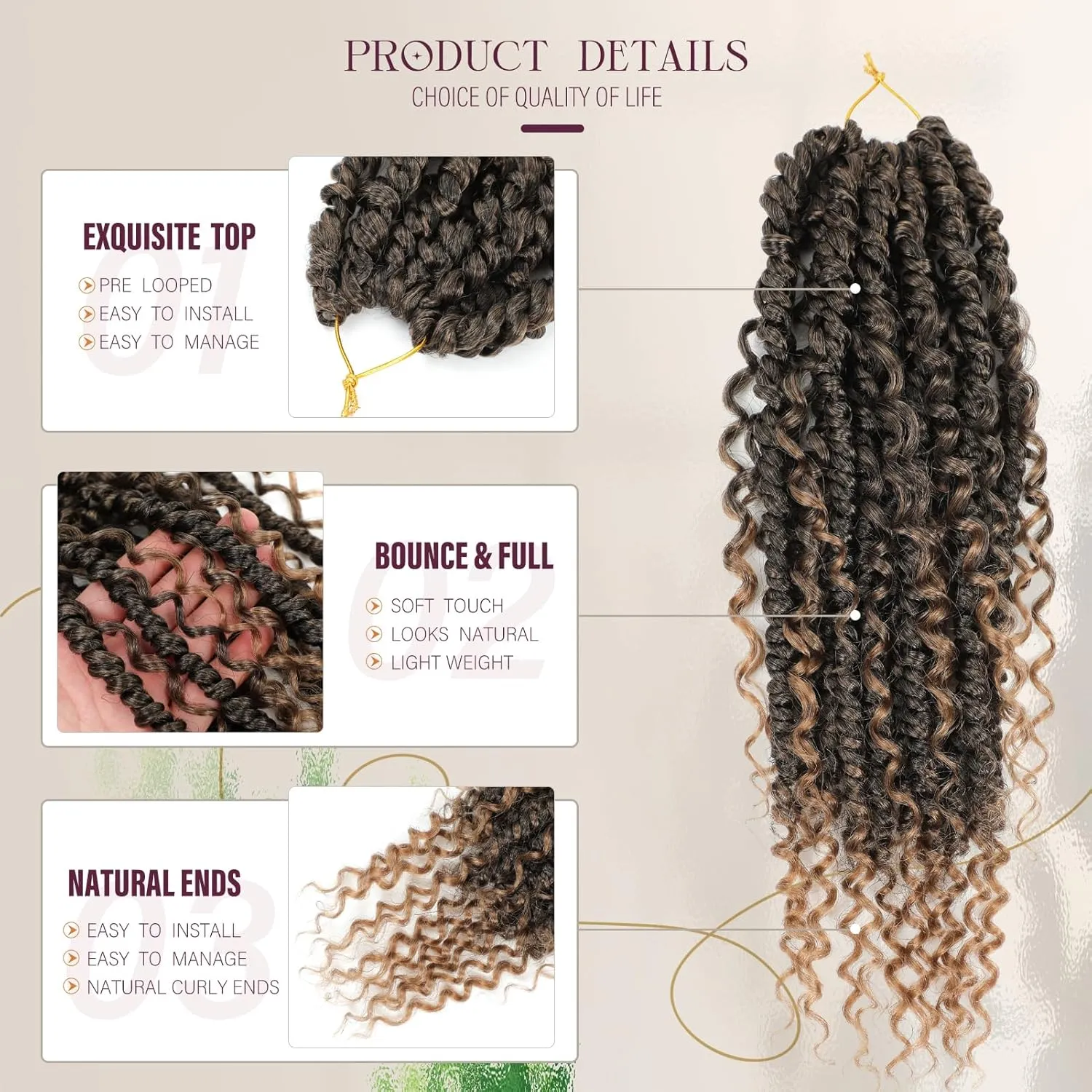 Pre-twisted Passion Twist Crochet Hair 14 Inch short Boho Passion Twists Pre-Looped Crochet Hair for Black Women Synthetic Braiding Hair Extension(8 Packs,T27#)