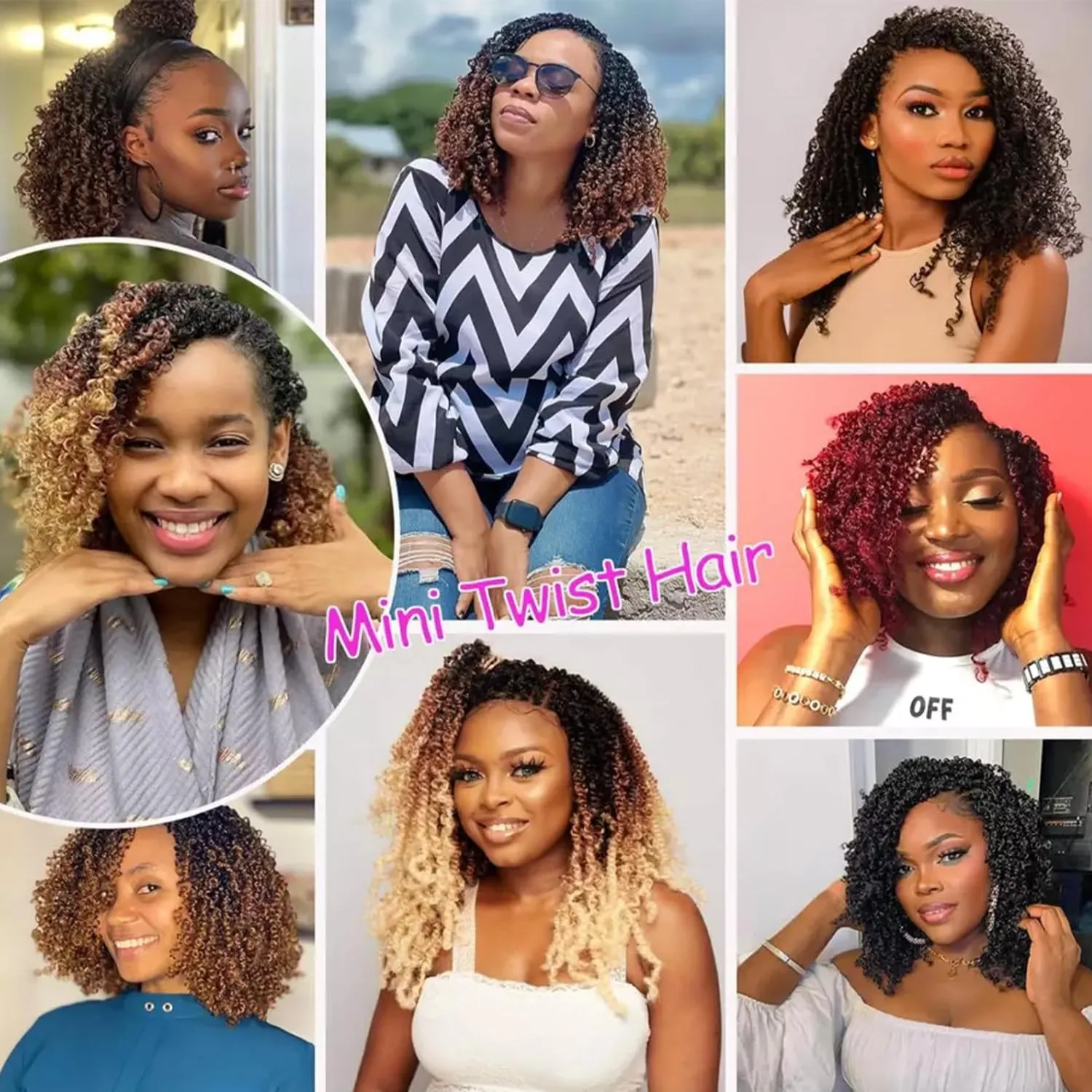 Pre-twisted Yanky Twists Crochet Braiding Hair 8inch Ombre Blonde Short Passion Twists Crochet Hair Pre-looped Curly Crochet Braids Hair Extensions for Butterfly Locs 1B/27#-9packs