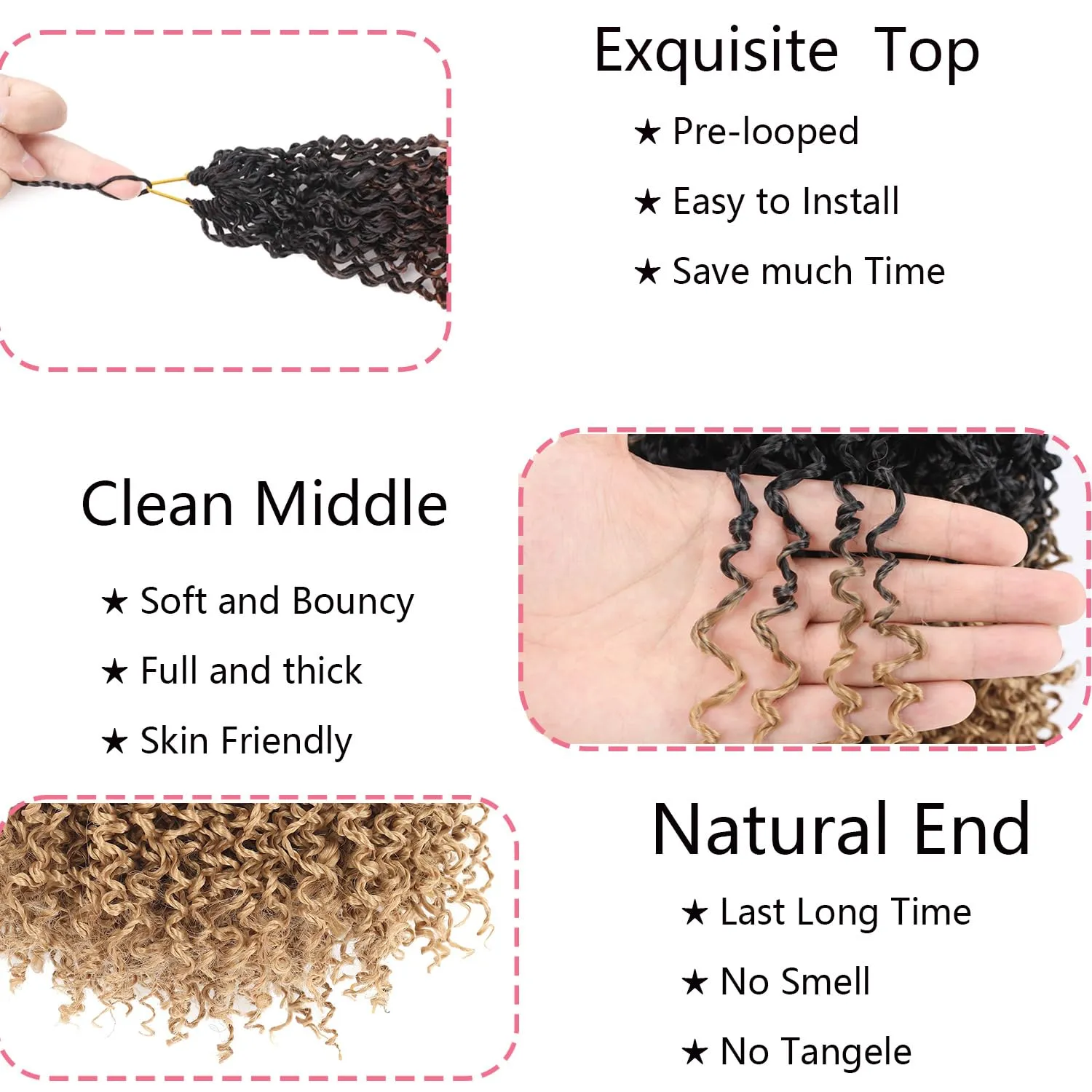 Pre-twisted Yanky Twists Crochet Braiding Hair 8inch Ombre Blonde Short Passion Twists Crochet Hair Pre-looped Curly Crochet Braids Hair Extensions for Butterfly Locs 1B/27#-9packs