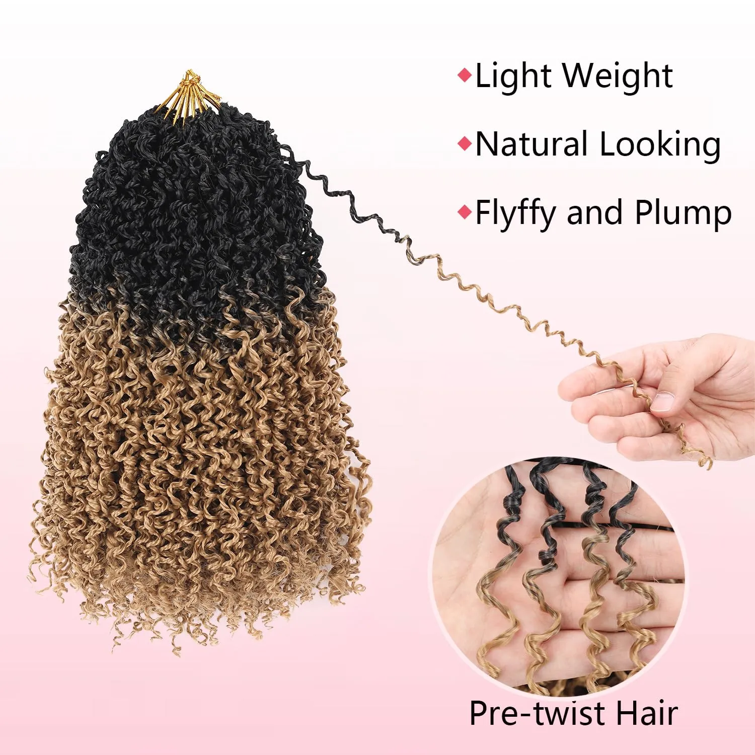 Pre-twisted Yanky Twists Crochet Braiding Hair 8inch Ombre Blonde Short Passion Twists Crochet Hair Pre-looped Curly Crochet Braids Hair Extensions for Butterfly Locs 1B/27#-9packs