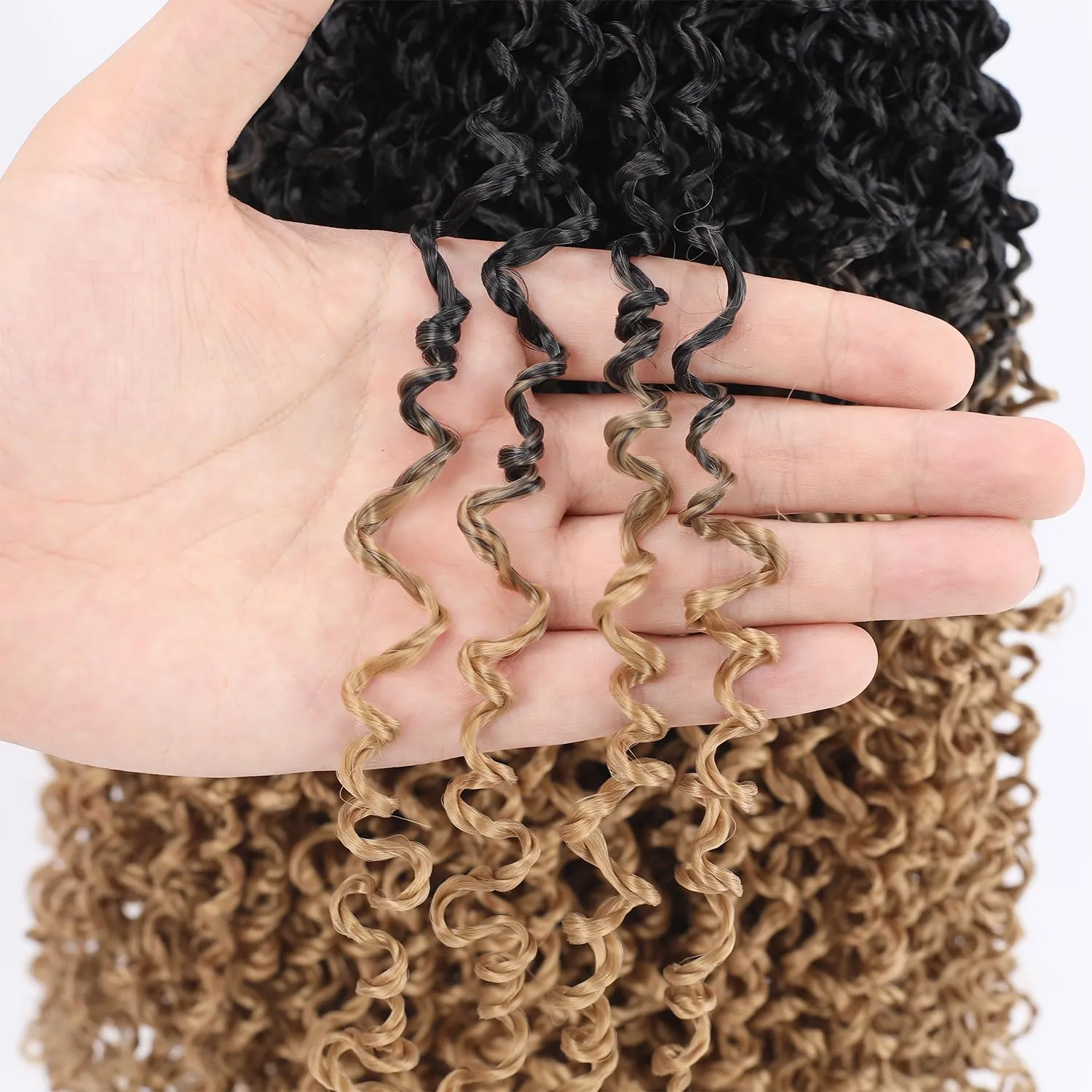 Pre-twisted Yanky Twists Crochet Braiding Hair 8inch Ombre Blonde Short Passion Twists Crochet Hair Pre-looped Curly Crochet Braids Hair Extensions for Butterfly Locs 1B/27#-9packs