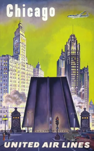 Print Collection Chicago - United Airlines 36" X 46"