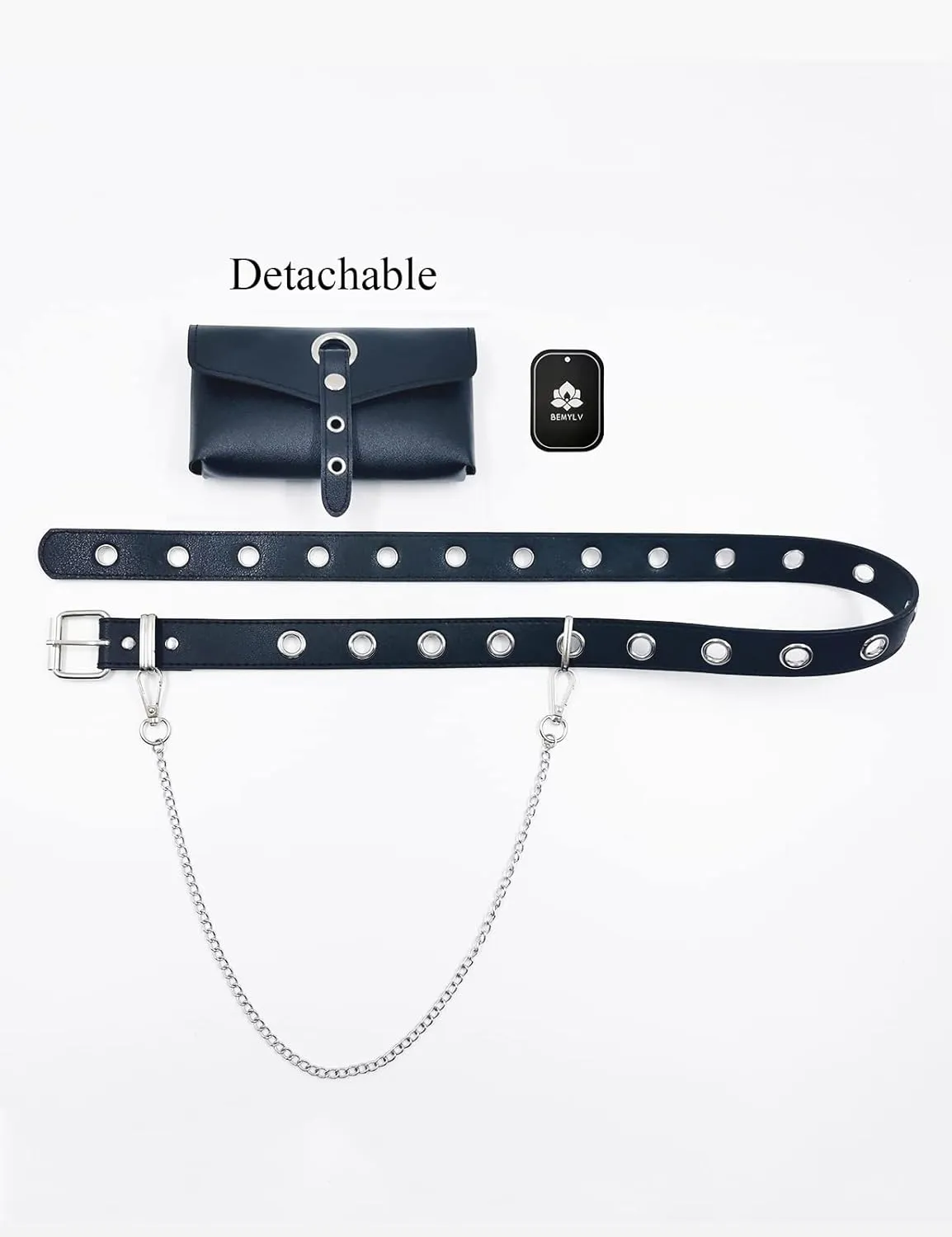 Punk Belt Bag Gothic Fanny Packs for Women Travel Black Leather Waist Purse Girls Party Cosplay