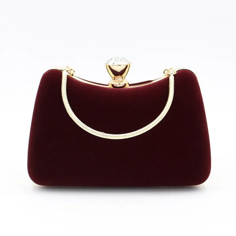 Pure Velvet Elegant Hand Party Clutch Purse