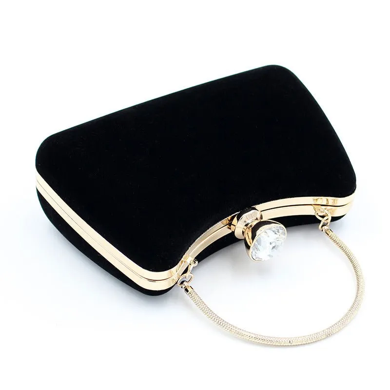 Pure Velvet Elegant Hand Party Clutch Purse