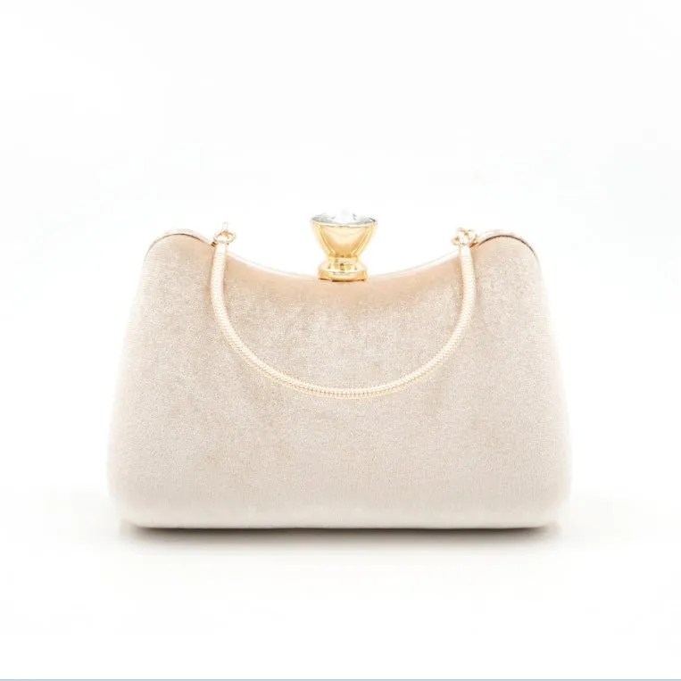 Pure Velvet Elegant Hand Party Clutch Purse